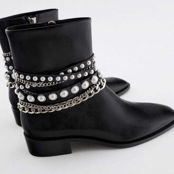 zara pearls boots